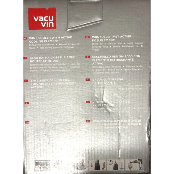 Vacu Vin Elegant Active Stainless Steel Wine Cooler-NIB - Picture 10 of 12